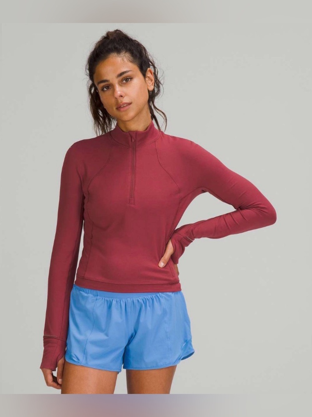 Lululemon It’s Rulu Run Cropped Half-Zip in Mulled Wine size 2